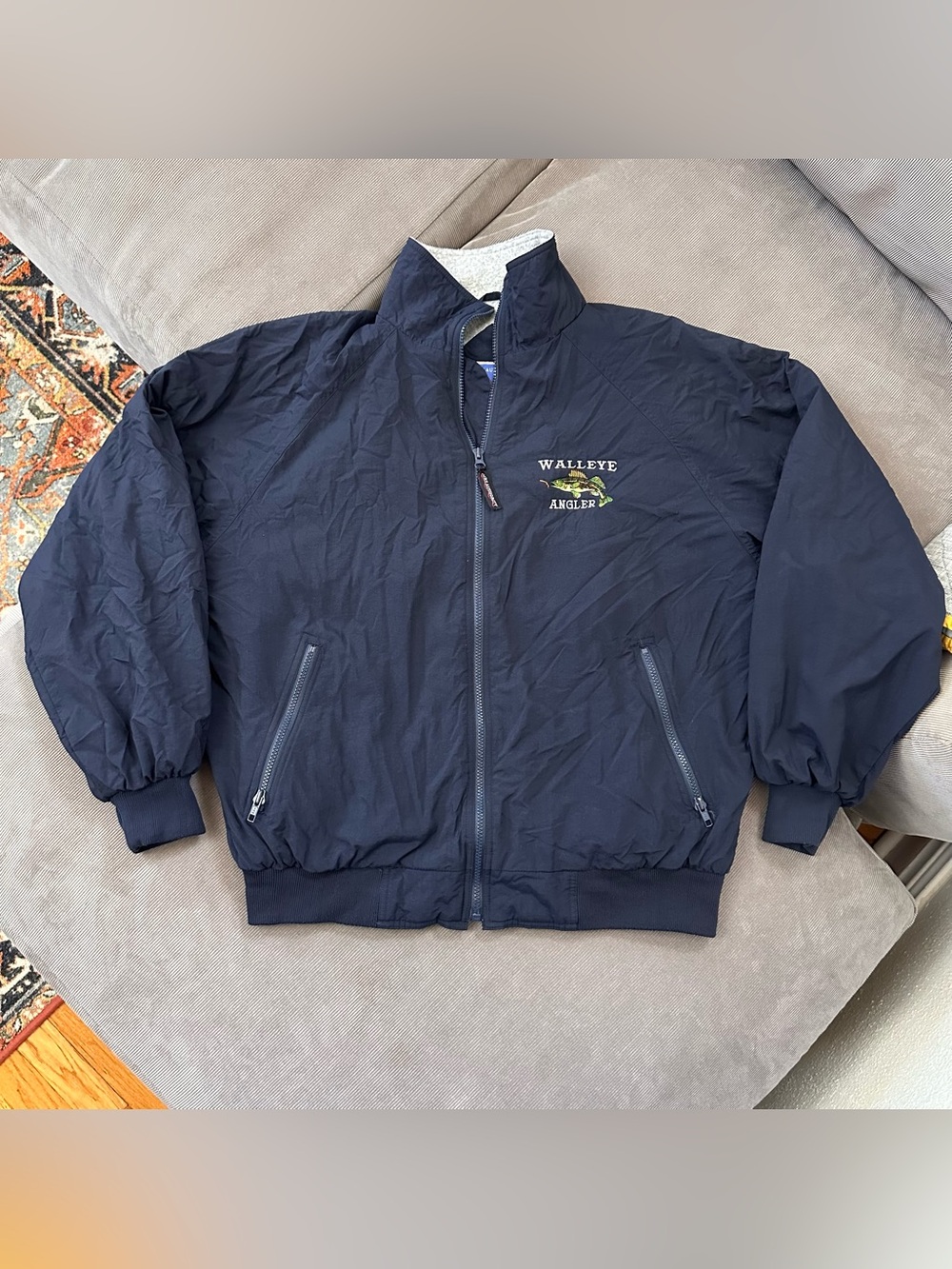 Vintage Walleye Angler Fishman Jacket Port Authority Full Zip Size Large